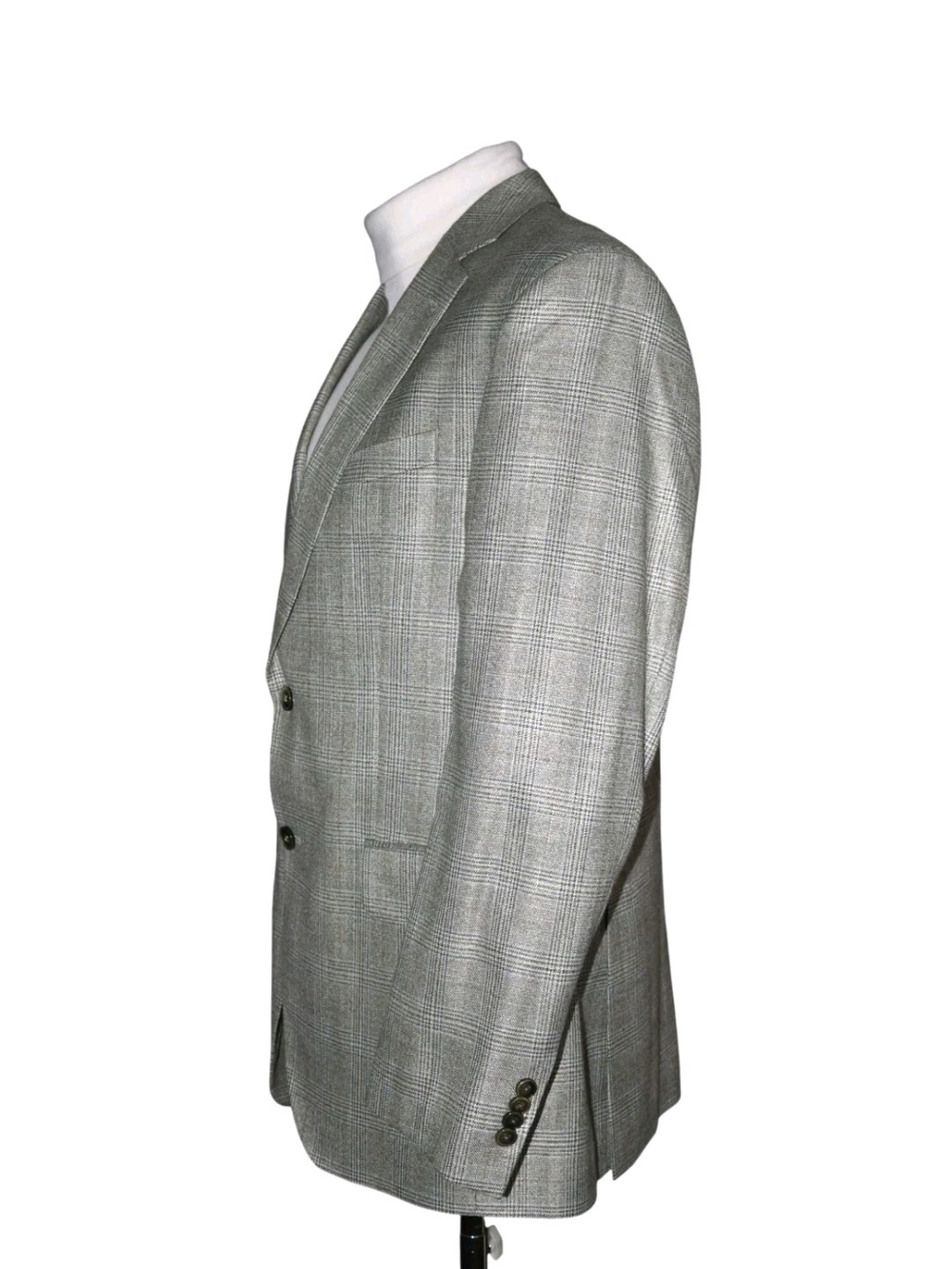 Cremieux Men's 42R Sport Coat Jacket Grey Glen Plaid Bamboo made in Canada